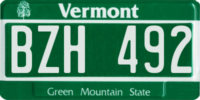 VT license plate BZH492