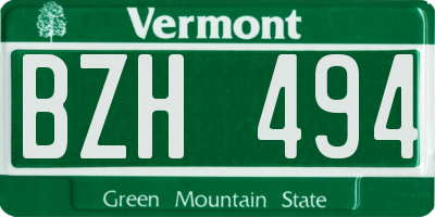 VT license plate BZH494