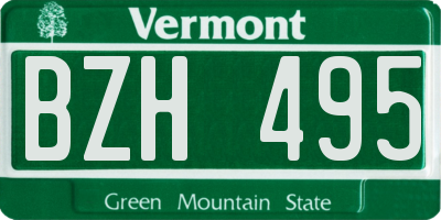 VT license plate BZH495
