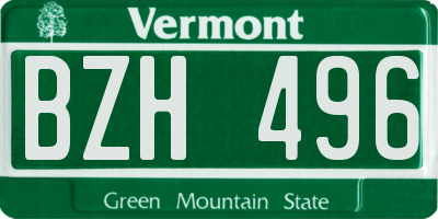 VT license plate BZH496