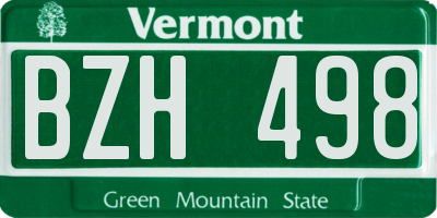 VT license plate BZH498