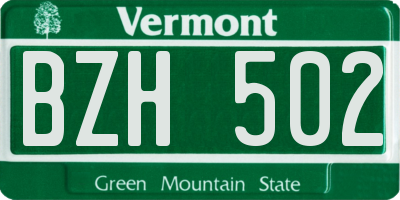 VT license plate BZH502