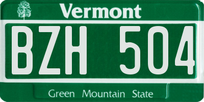 VT license plate BZH504