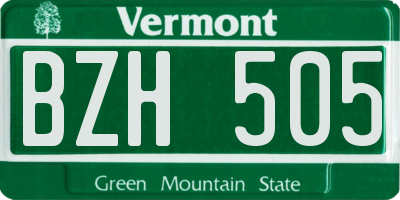 VT license plate BZH505