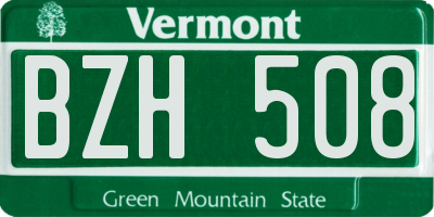 VT license plate BZH508
