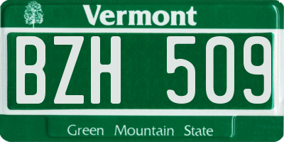 VT license plate BZH509