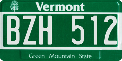 VT license plate BZH512