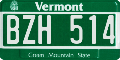 VT license plate BZH514