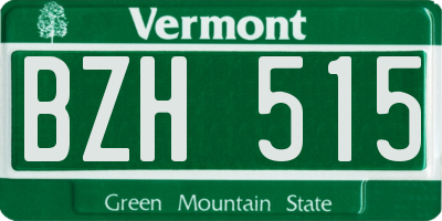 VT license plate BZH515