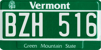 VT license plate BZH516