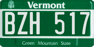 VT license plate BZH517