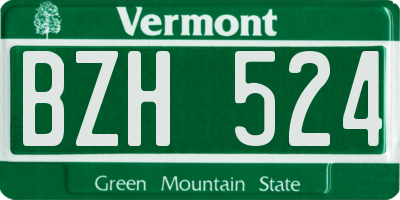 VT license plate BZH524