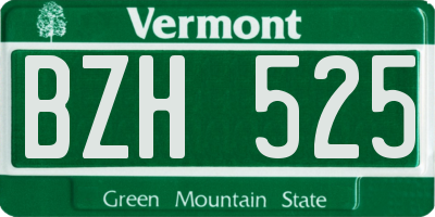 VT license plate BZH525