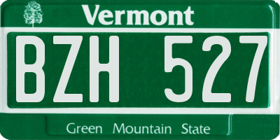 VT license plate BZH527