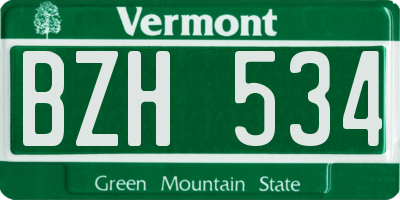 VT license plate BZH534