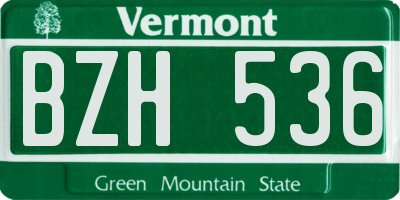 VT license plate BZH536