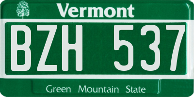VT license plate BZH537