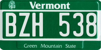 VT license plate BZH538