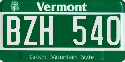 VT license plate BZH540