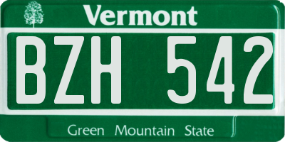 VT license plate BZH542