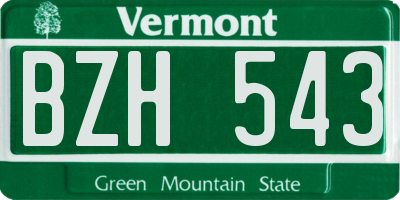 VT license plate BZH543