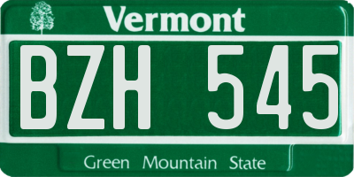 VT license plate BZH545
