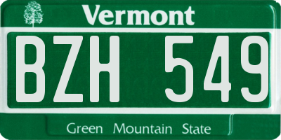VT license plate BZH549
