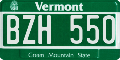 VT license plate BZH550