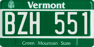 VT license plate BZH551