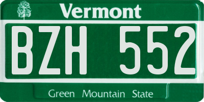 VT license plate BZH552