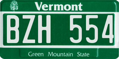 VT license plate BZH554