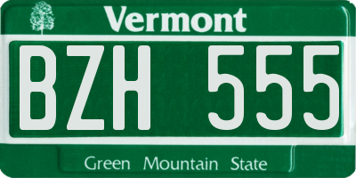 VT license plate BZH555