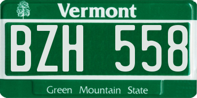 VT license plate BZH558