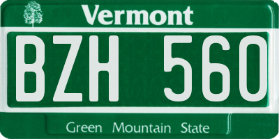 VT license plate BZH560