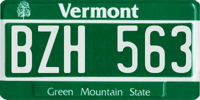 VT license plate BZH563