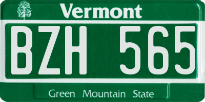 VT license plate BZH565