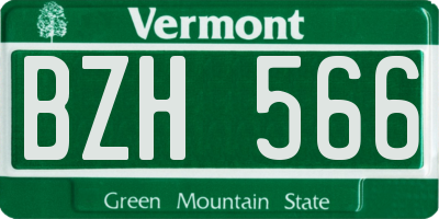 VT license plate BZH566