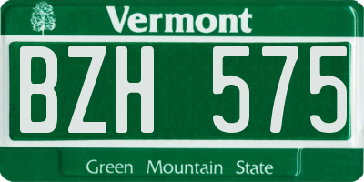 VT license plate BZH575