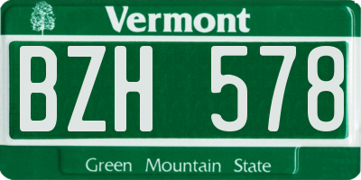 VT license plate BZH578