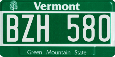VT license plate BZH580