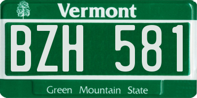 VT license plate BZH581
