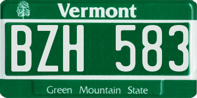 VT license plate BZH583