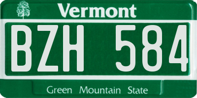 VT license plate BZH584