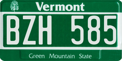 VT license plate BZH585