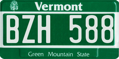 VT license plate BZH588