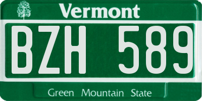 VT license plate BZH589