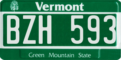 VT license plate BZH593