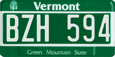 VT license plate BZH594
