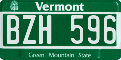 VT license plate BZH596