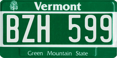 VT license plate BZH599